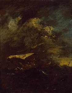 Two Vessels in a Storm by Francesco Guardi